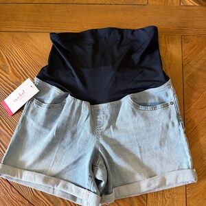 Isabel Maternity Denim Shorts with Black Overband Size 8